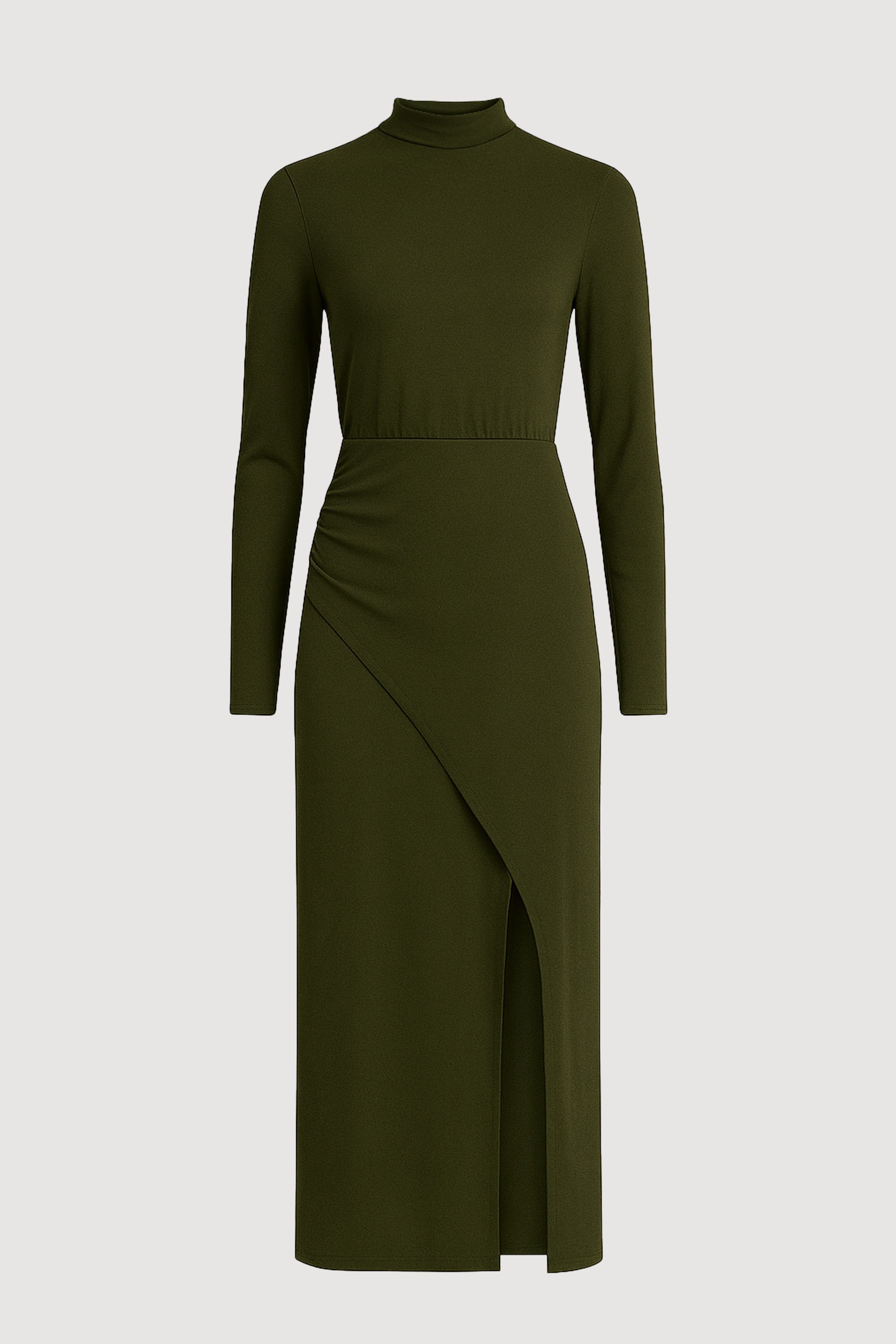Suki Mock-Neck Side-Slit Dress