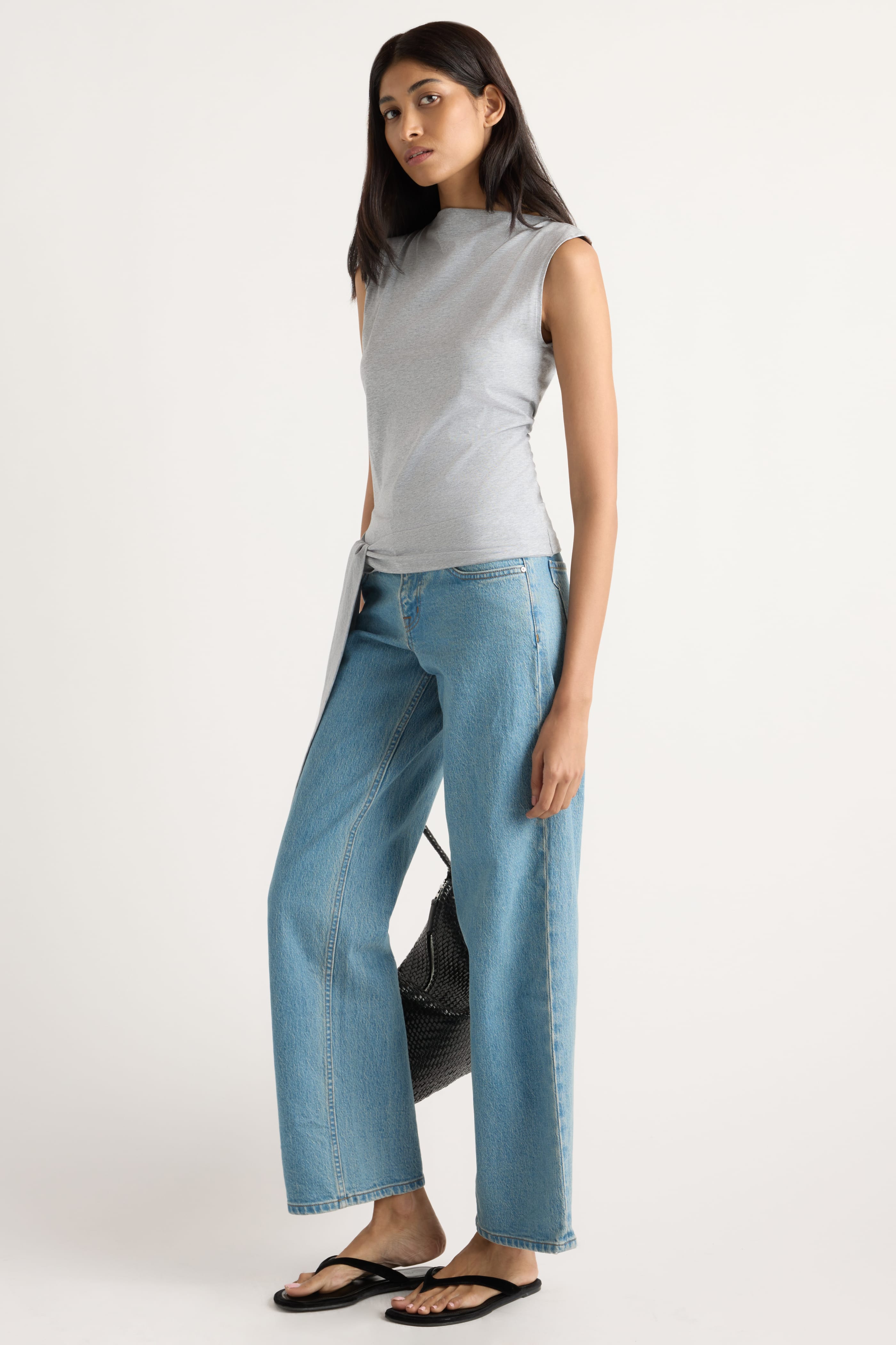 Sylvia Tie-Hem Slit-Neck Tank