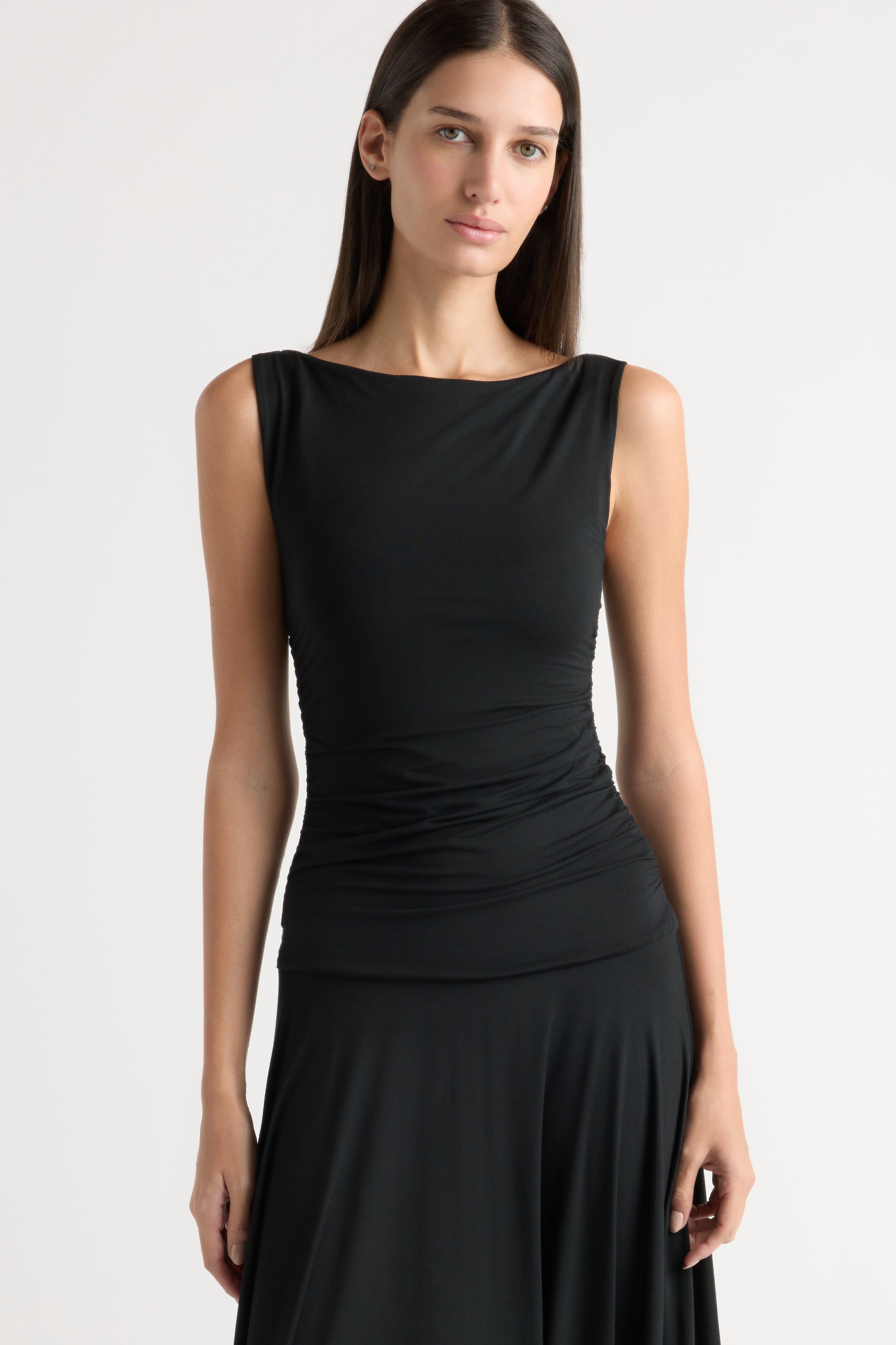 Tamsin Ruched Drop-Waist Maxi Dress Tamsin Ruched Drop-Waist Maxi Dress