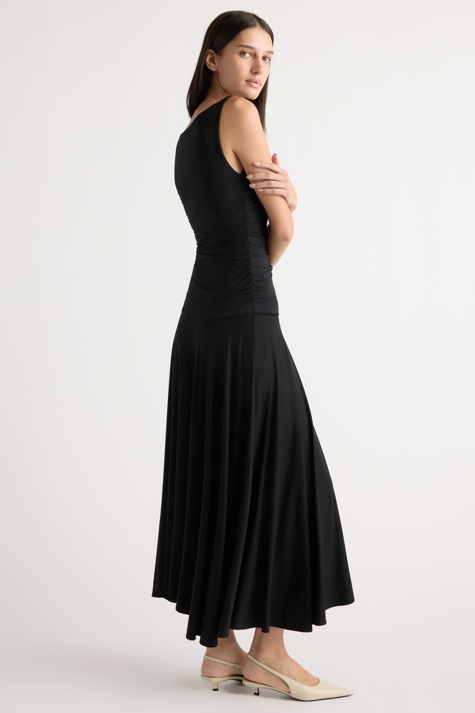Tamsin Ruched Drop-Waist Maxi Dress Tamsin Ruched Drop-Waist Maxi Dress