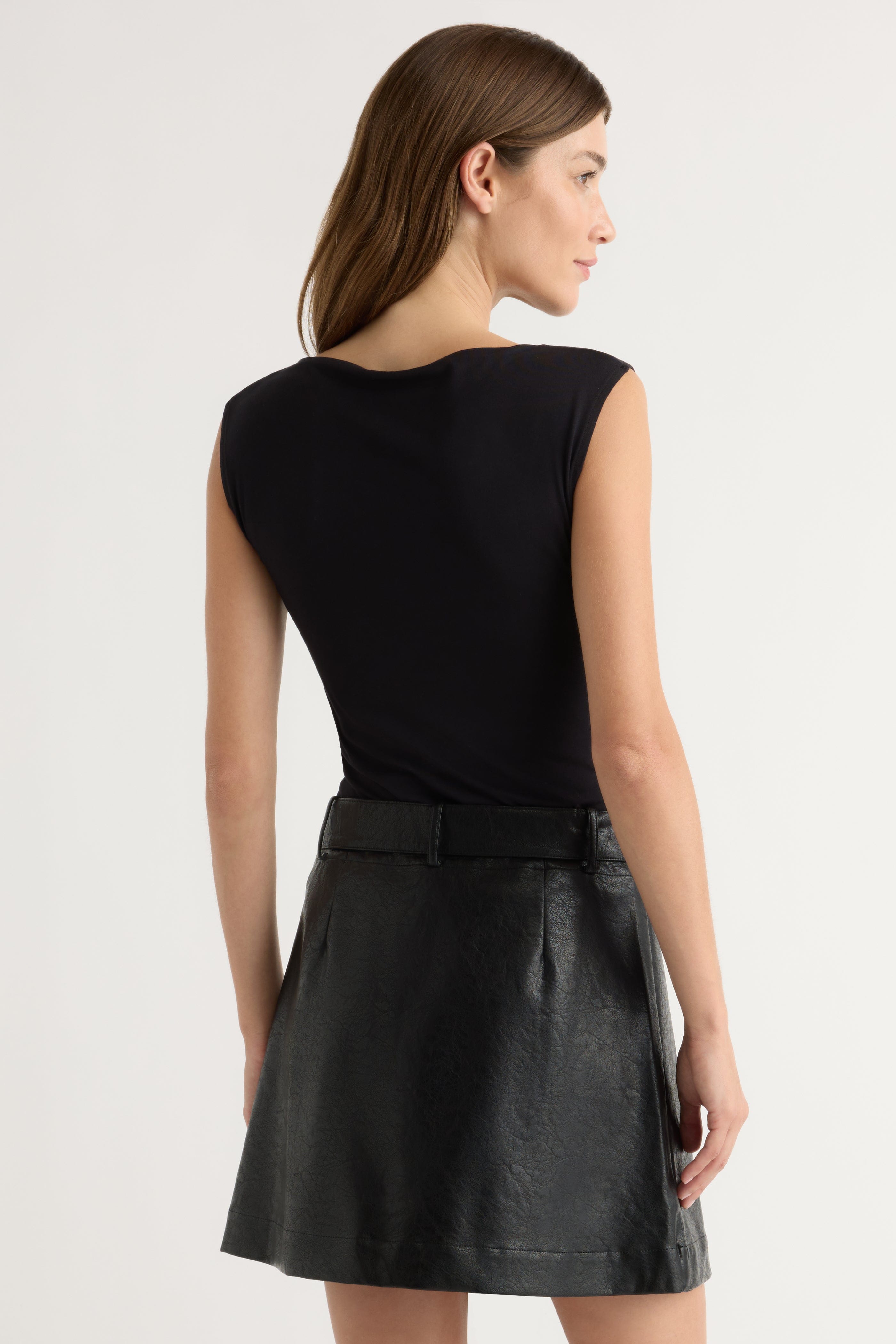 Tanner Vegan Leather Wrap Skirt