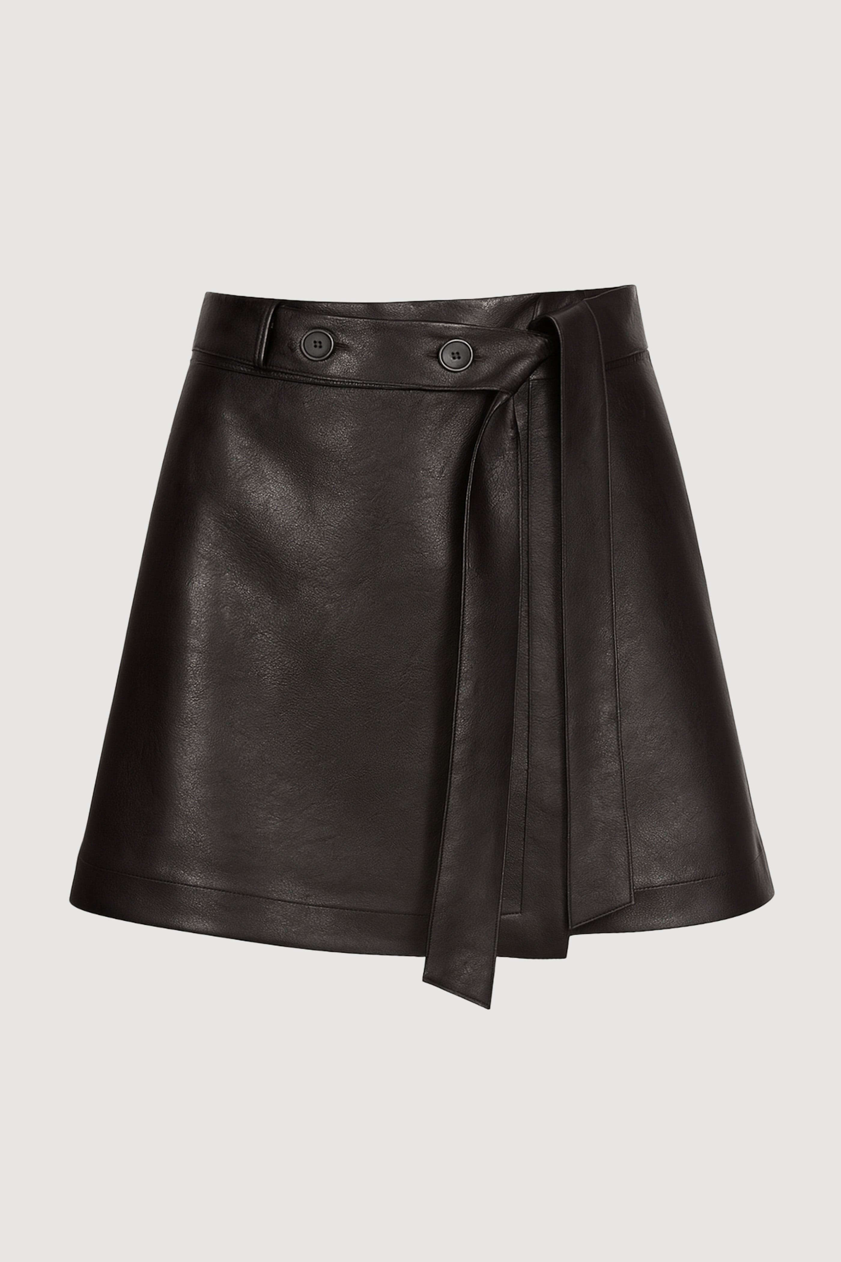 Tanner Vegan Leather Wrap Skirt