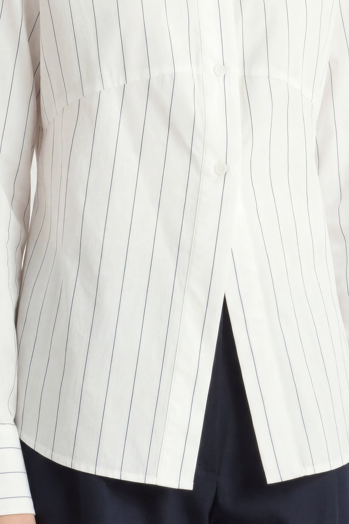 Tarinah Front-Split Striped Shirt