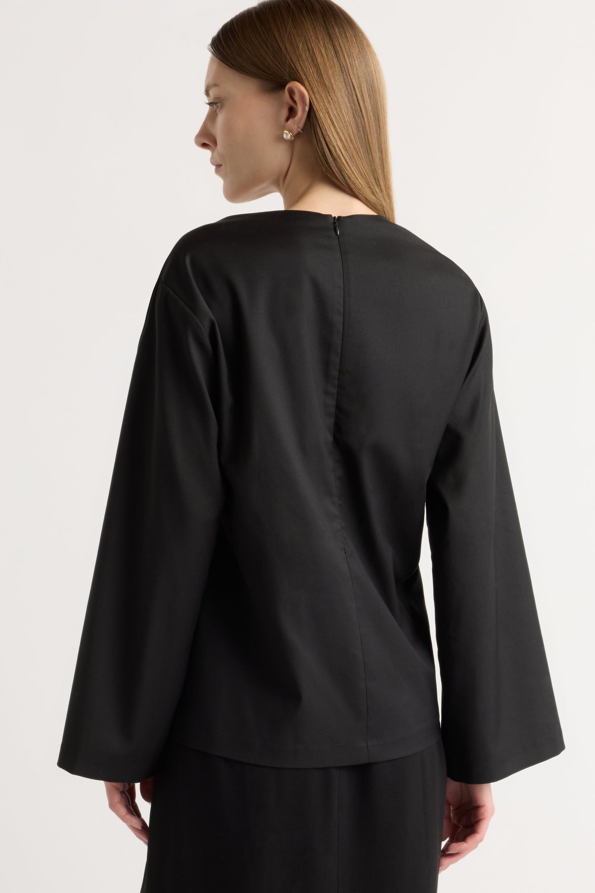 Tatiana Wide-Neck Flare-Sleeve Blouse