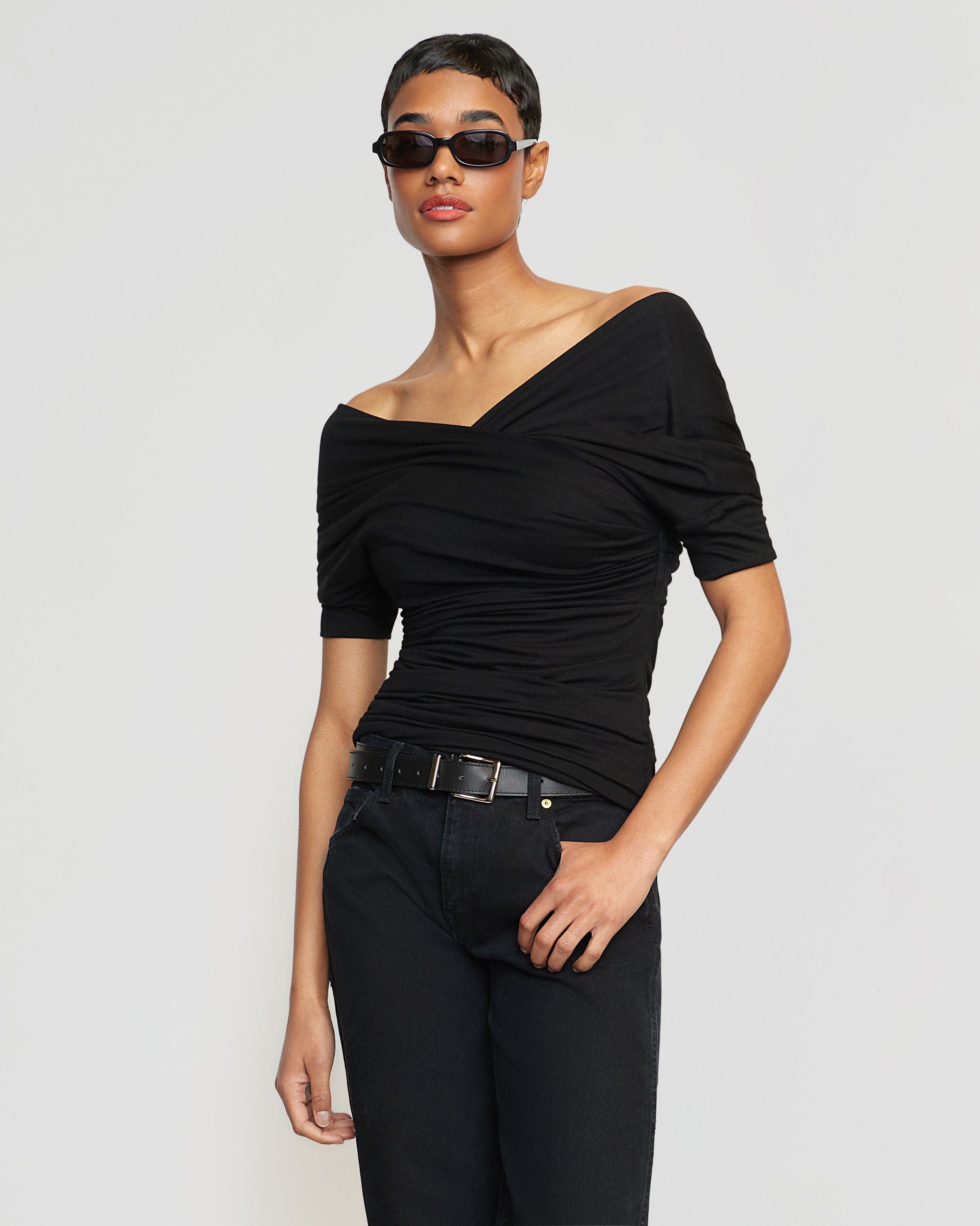black off the shoulder tee