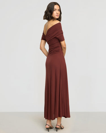 Olivia | Thilda Ruched Off-Shoulder Dress in Size Small 