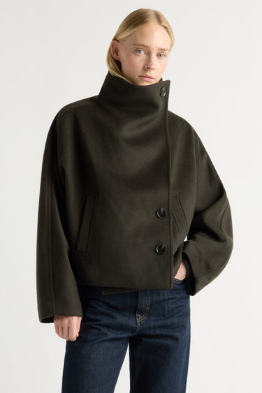 Riley | Vashti Wool-Blend Collared Peacoat in Size Small