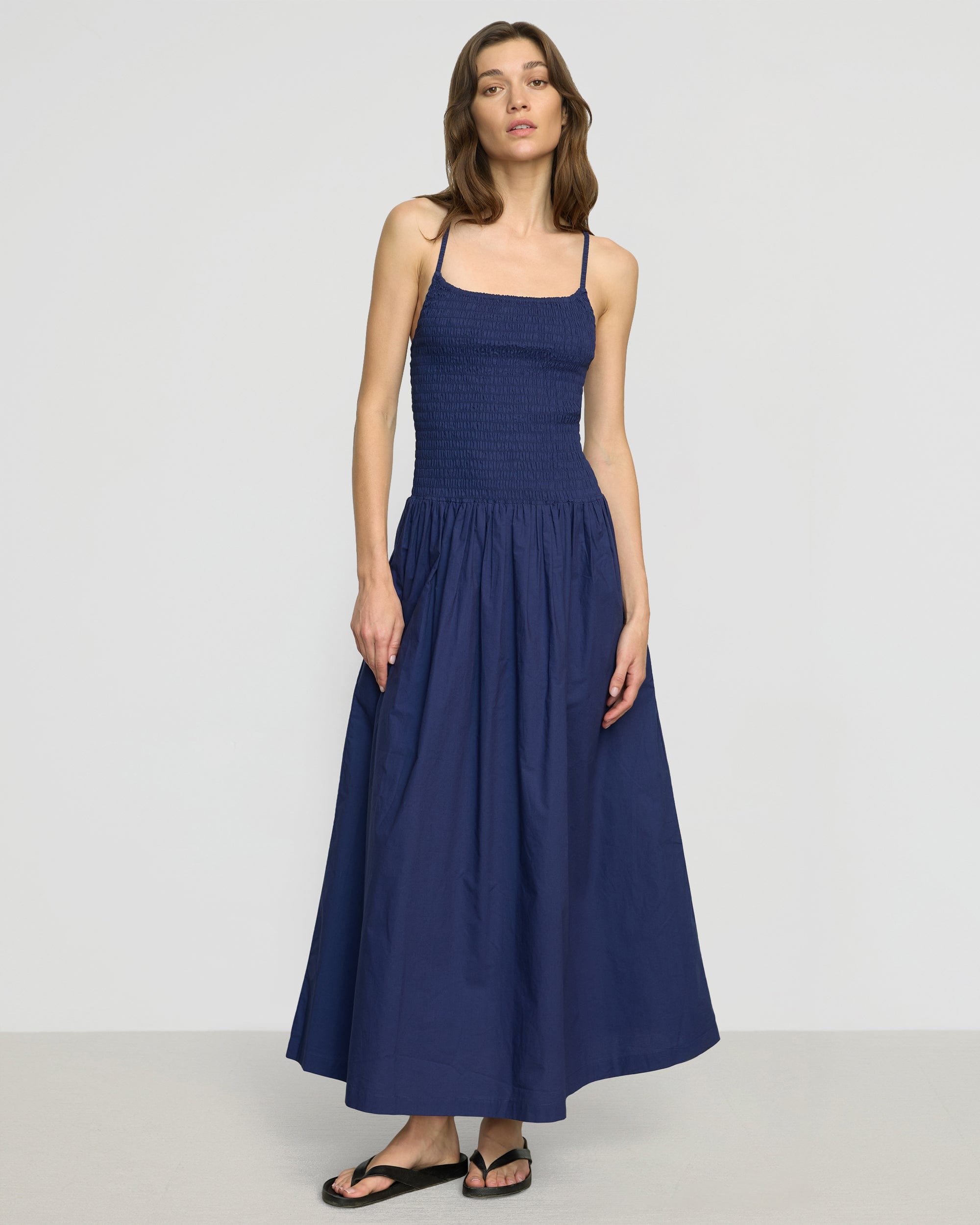 Venus Smocked Organic Cotton Midi Dress - Main Image