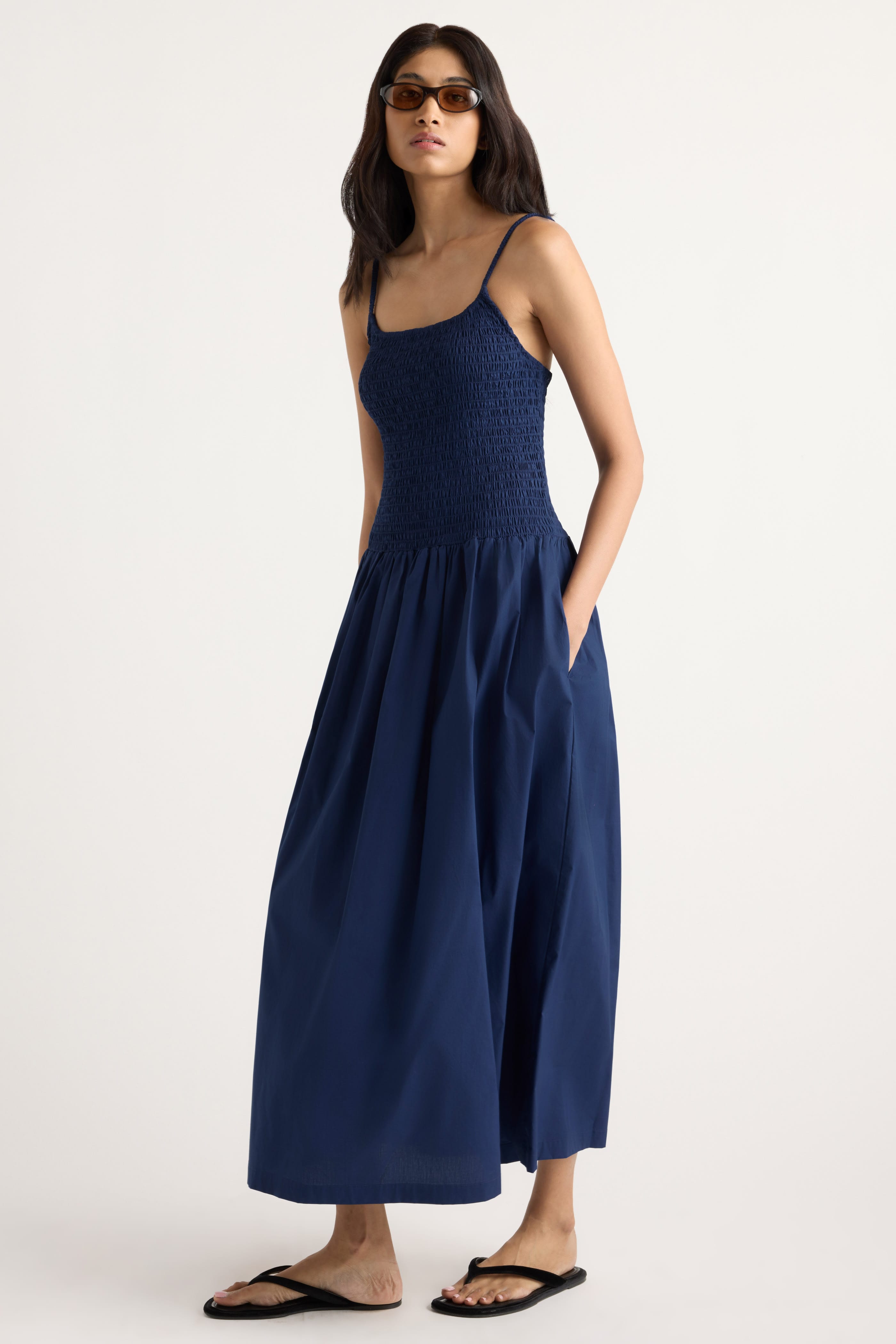 Venus Smocked Dress at Modern Citizen | Women's Midi Dress