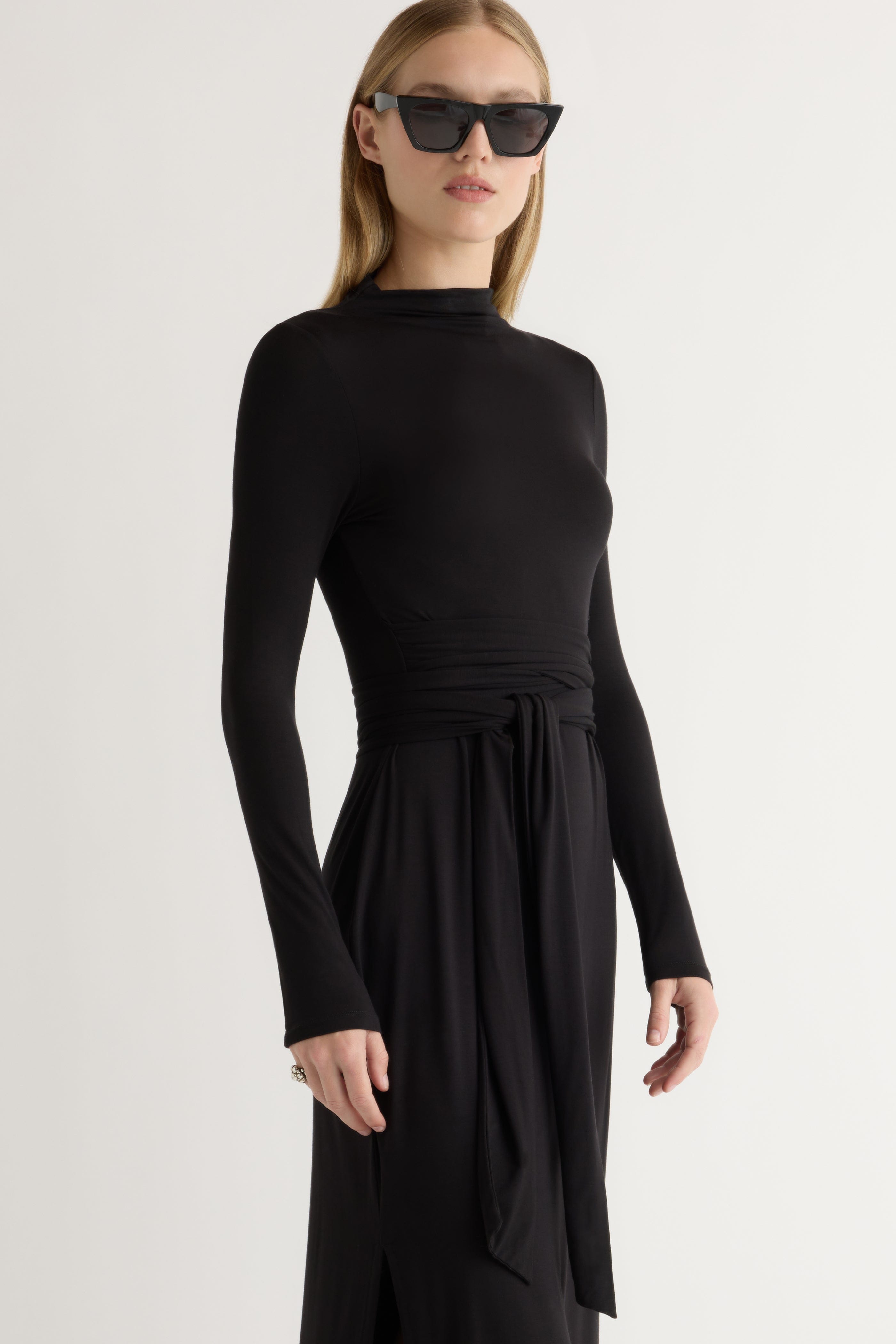 tie front dress long sleeve Vero Tie-Front Long-Sleeve Dress