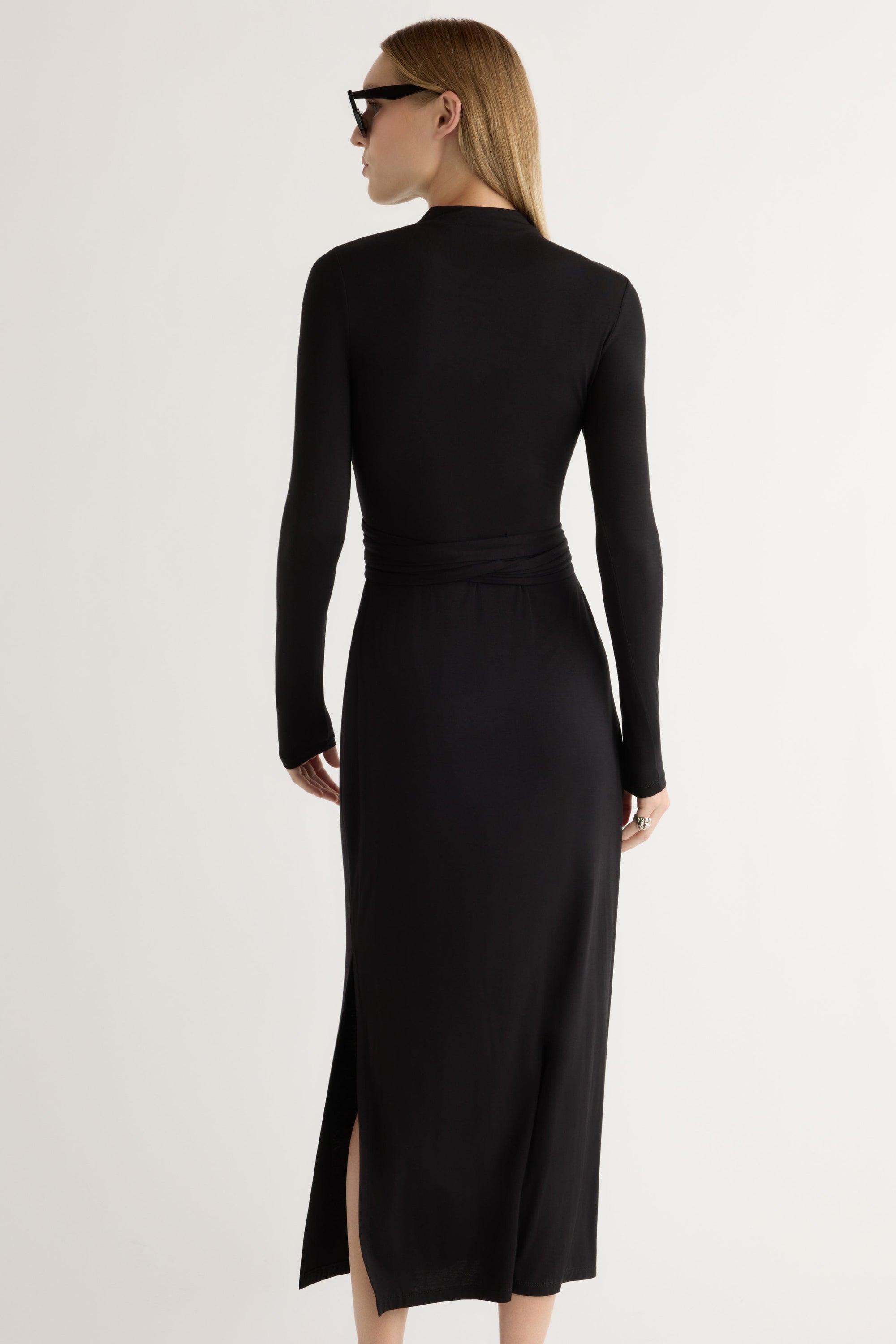 Vero Tie-Front Long-Sleeve Dress