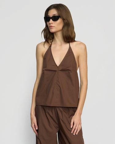 Renée | Vesna Organic Cotton Halter V-Neck Top in Size Small