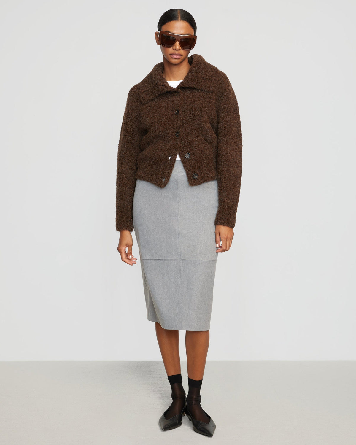 Yulia Back-Slit Suiting Skirt
