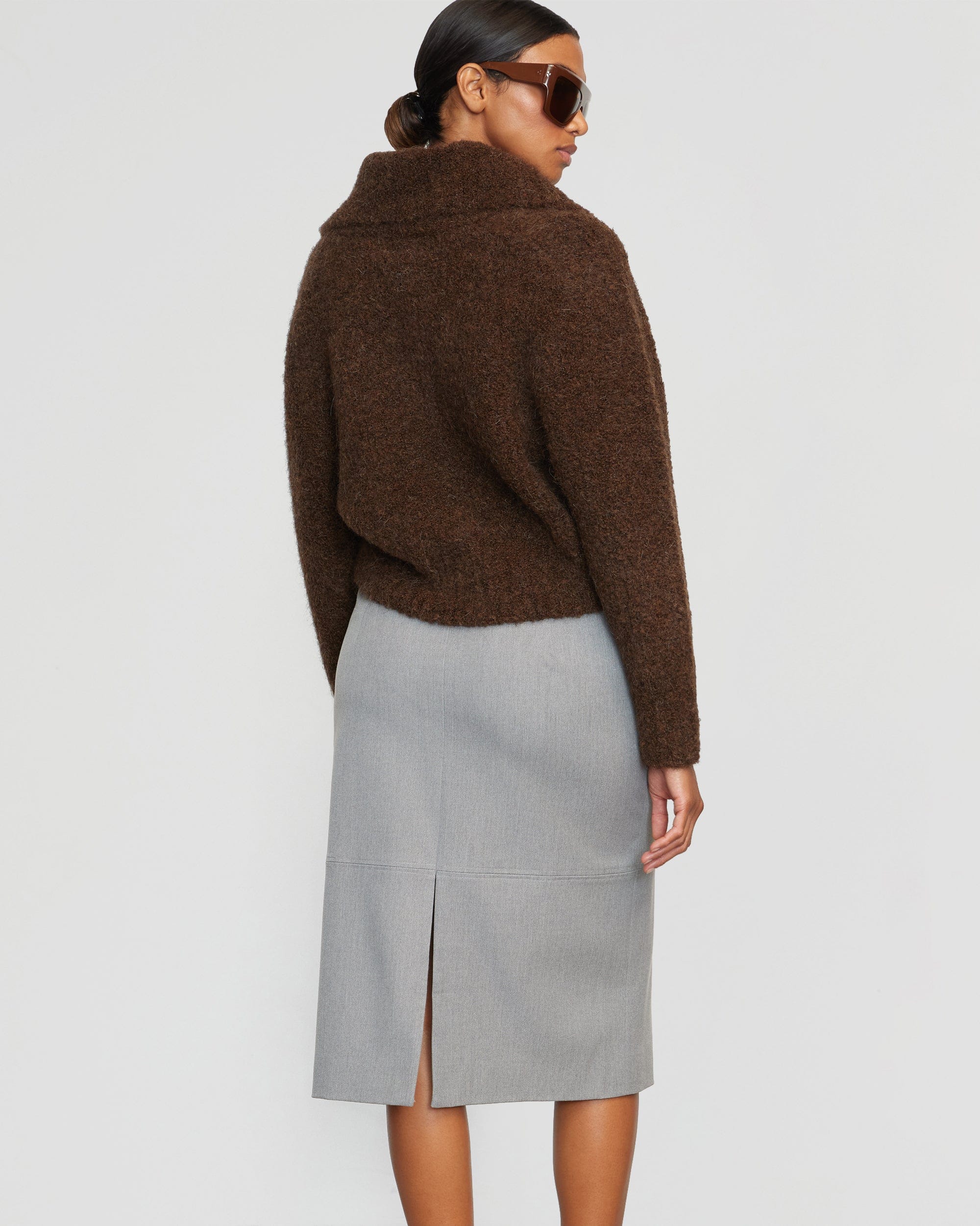 Yulia Back-Slit Suiting Skirt