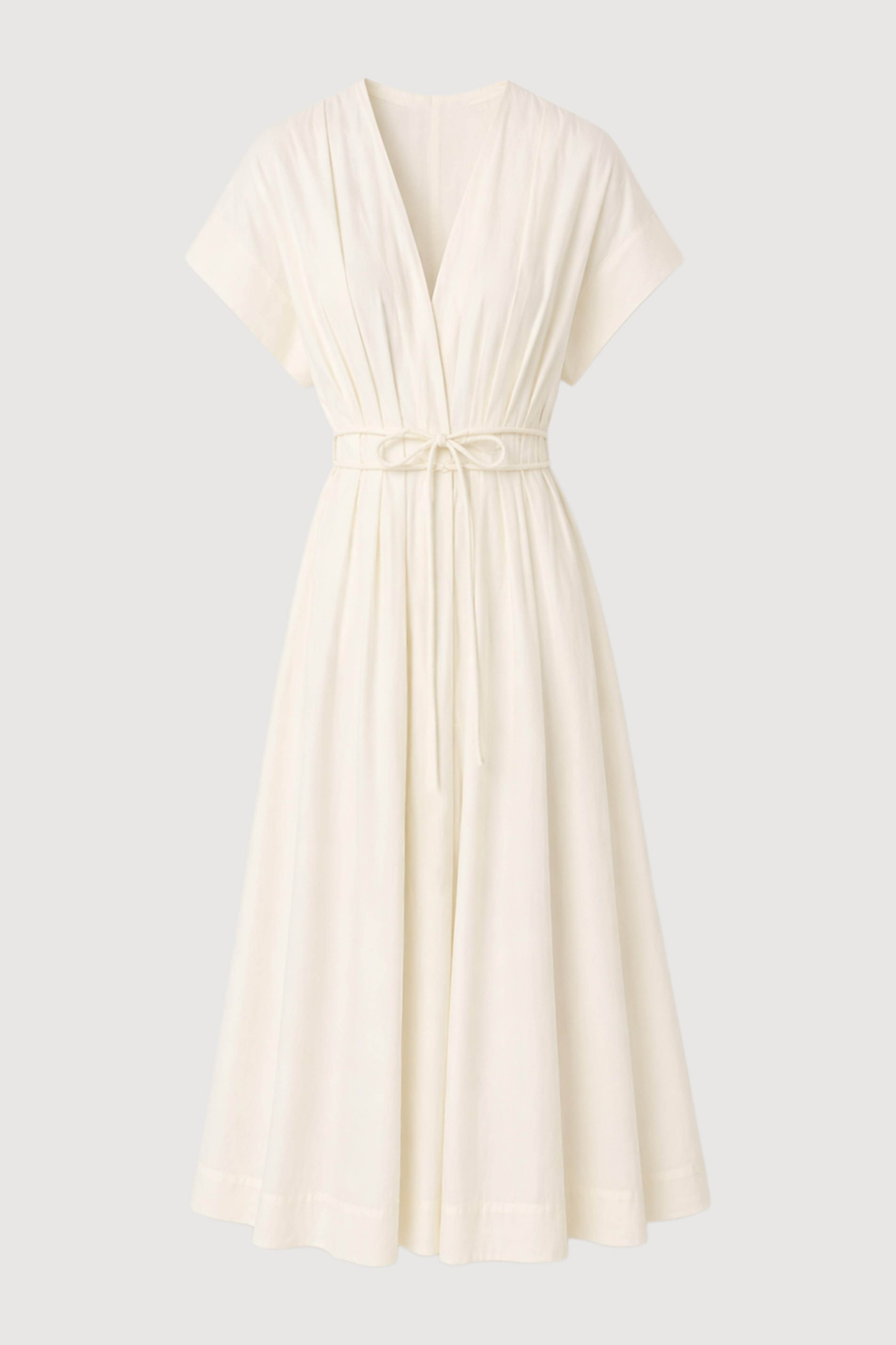 Yvette Cotton V-Neck Dress Cream / XS