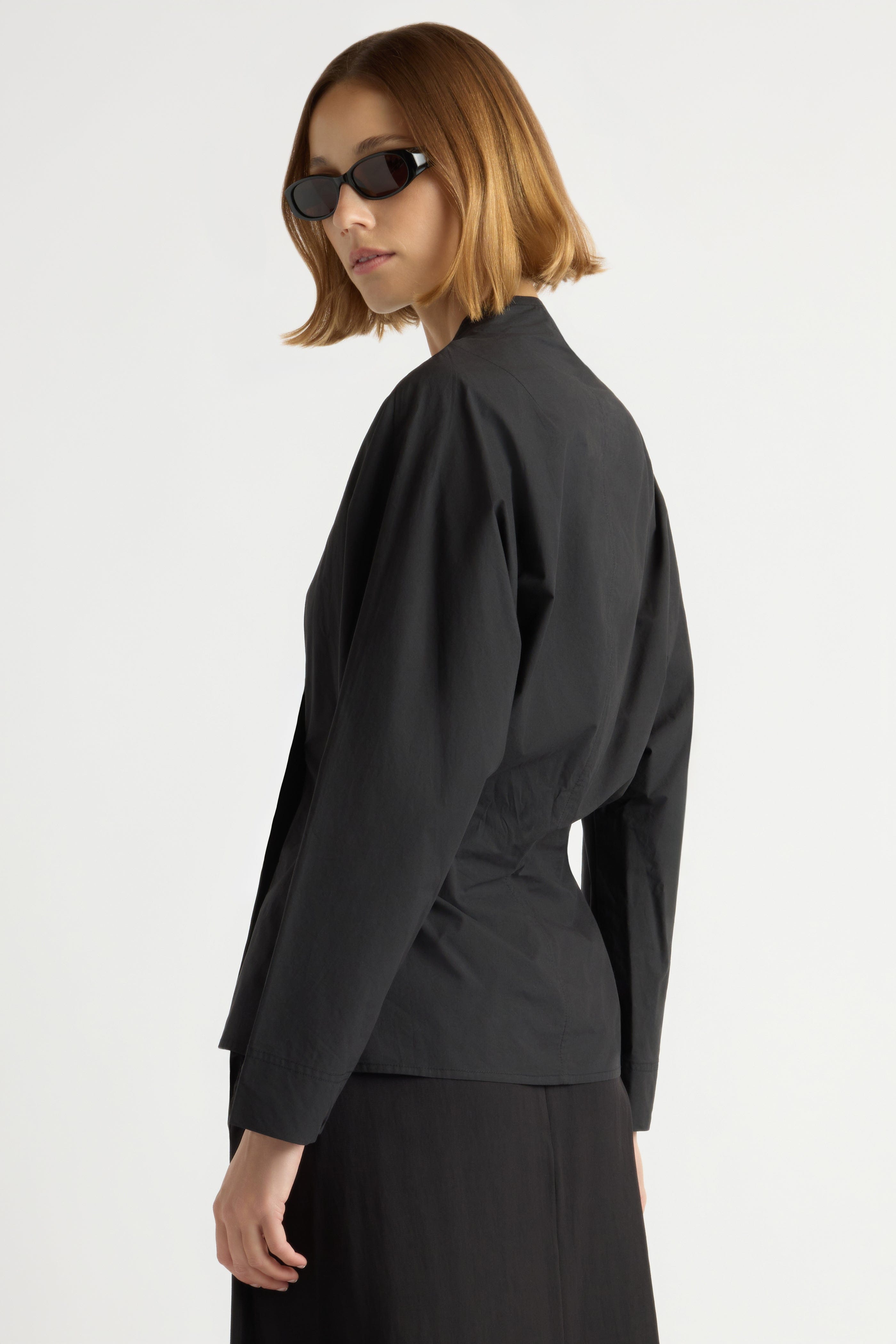 Zainab Sculpted Cotton Poplin Wrap Blouse