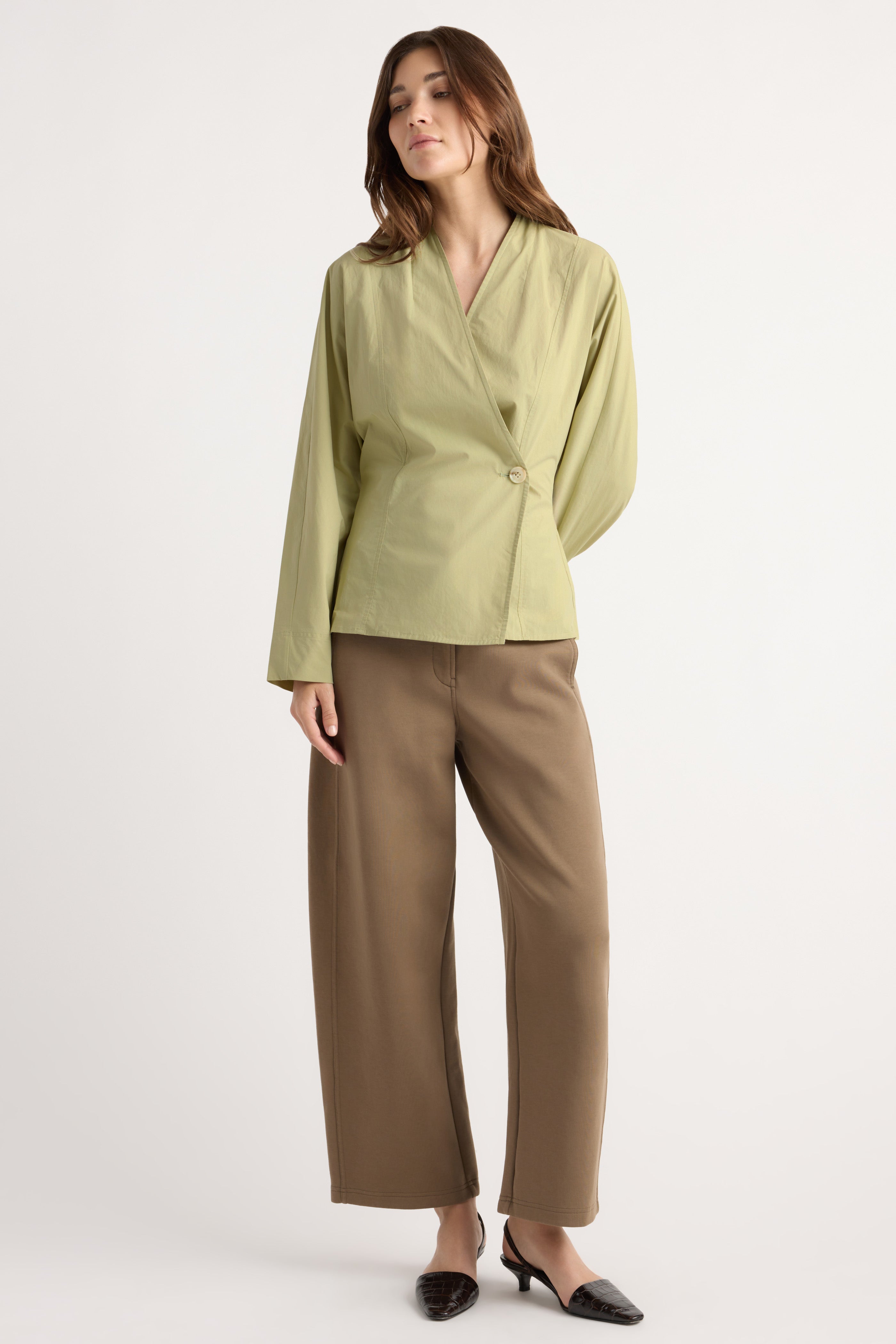 Zainab Sculpted Cotton Poplin Wrap Blouse