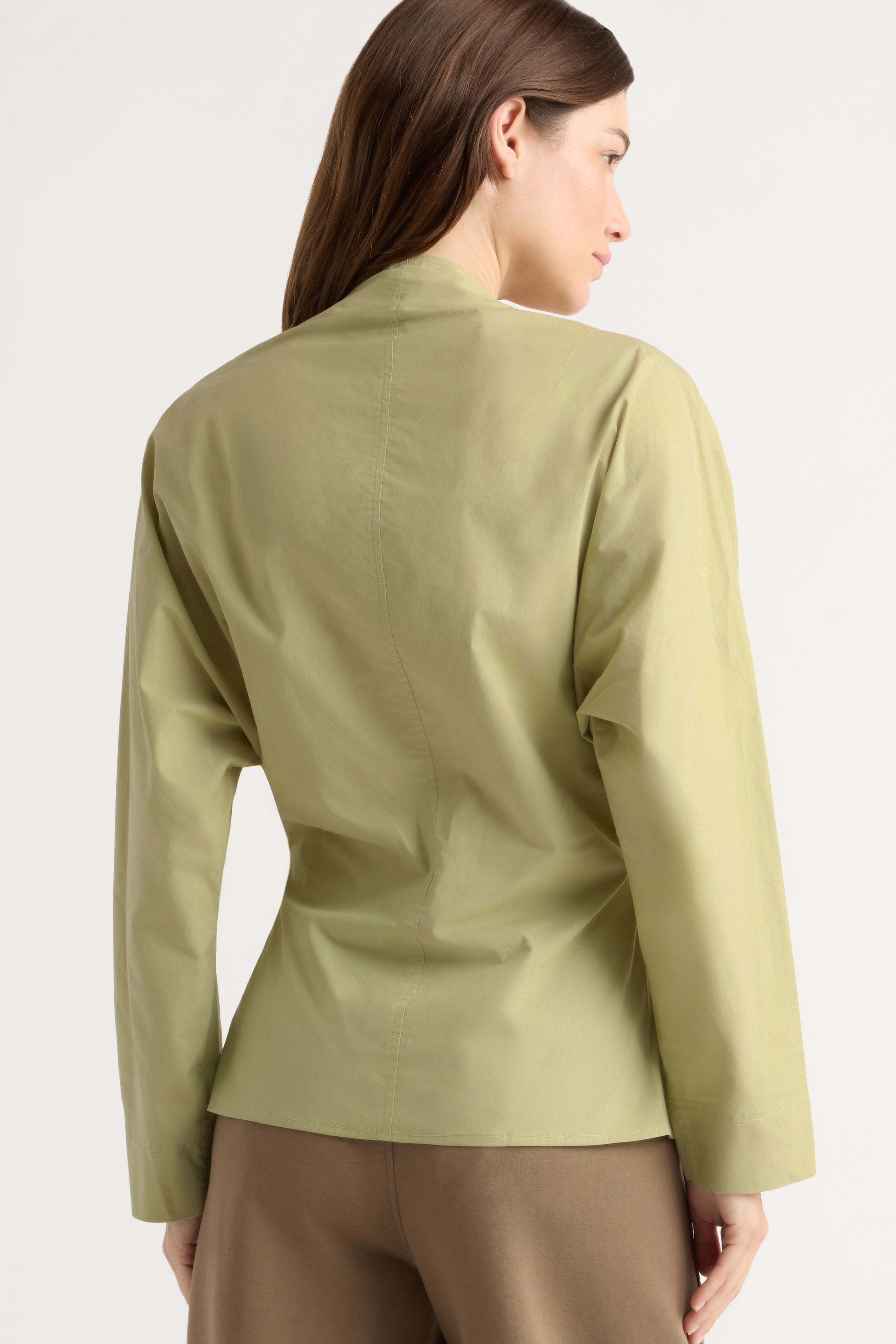 Zainab Sculpted Cotton Poplin Wrap Blouse