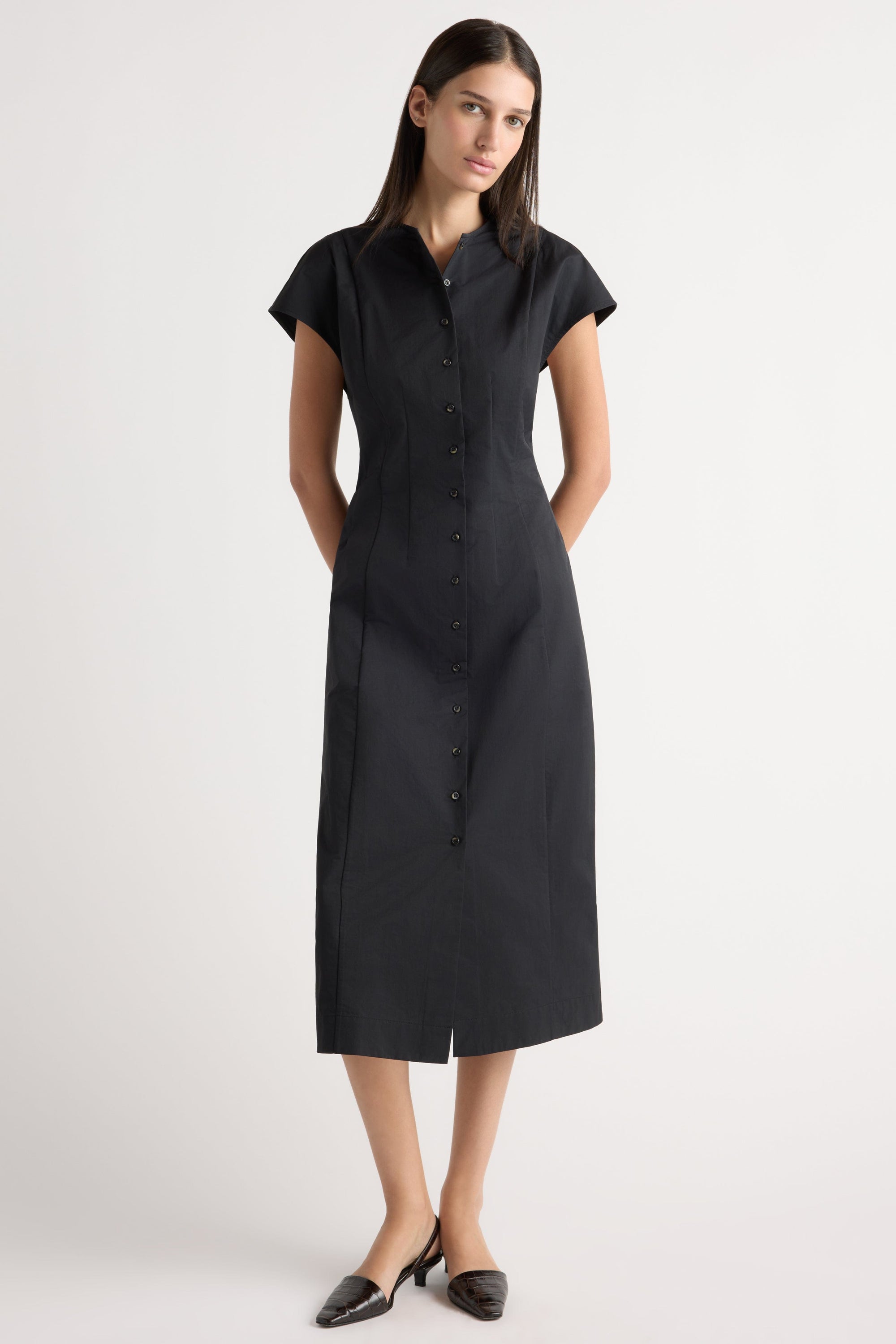 black dress with buttons self-portrait - Buttoned Long Sleeve Knit Mini Fabric has some stretch Black Satin Mini Dress -