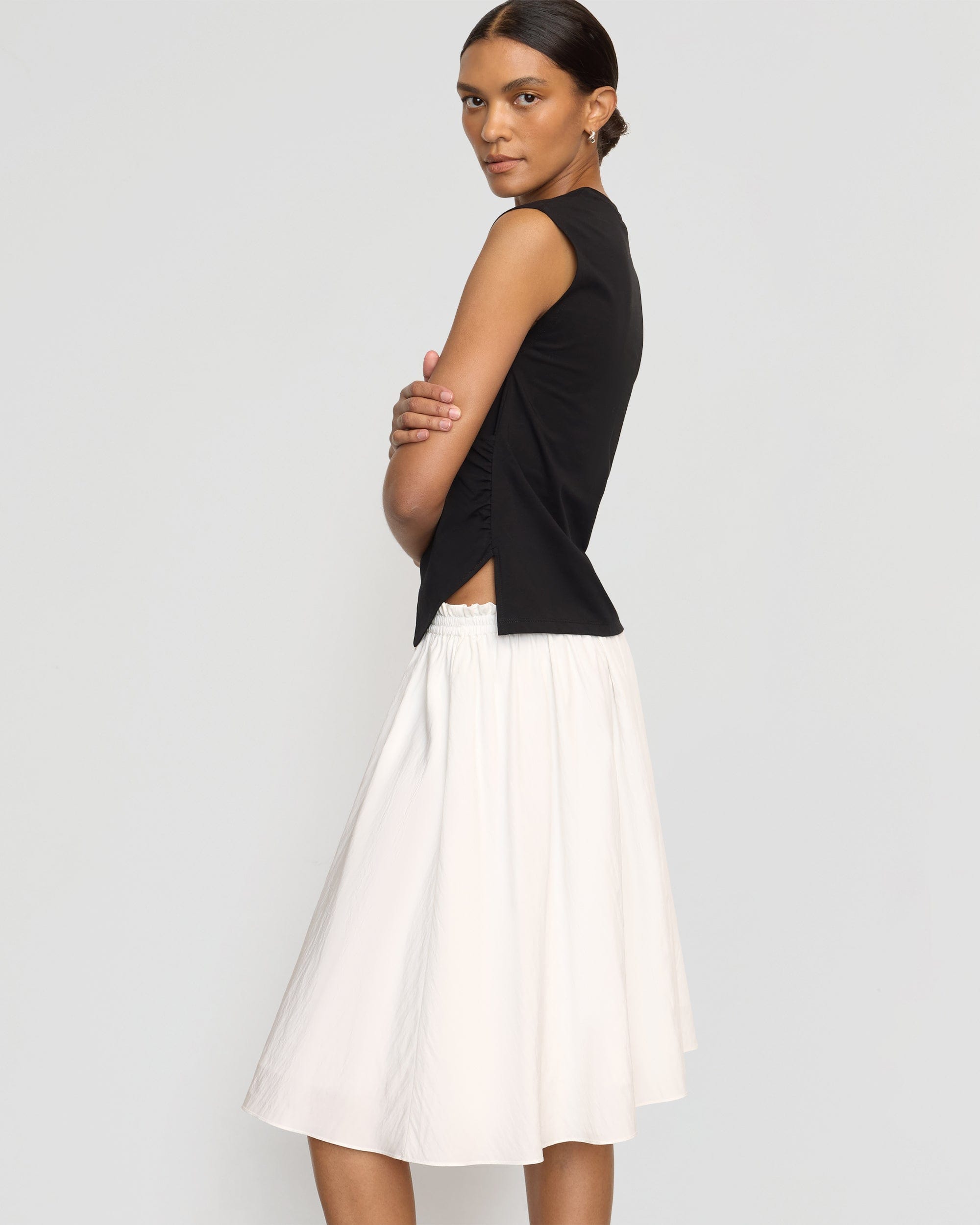 【COLOR iN ID】Shirring flare midi skirt COLOR iN ID】Shirring flare midi skirt