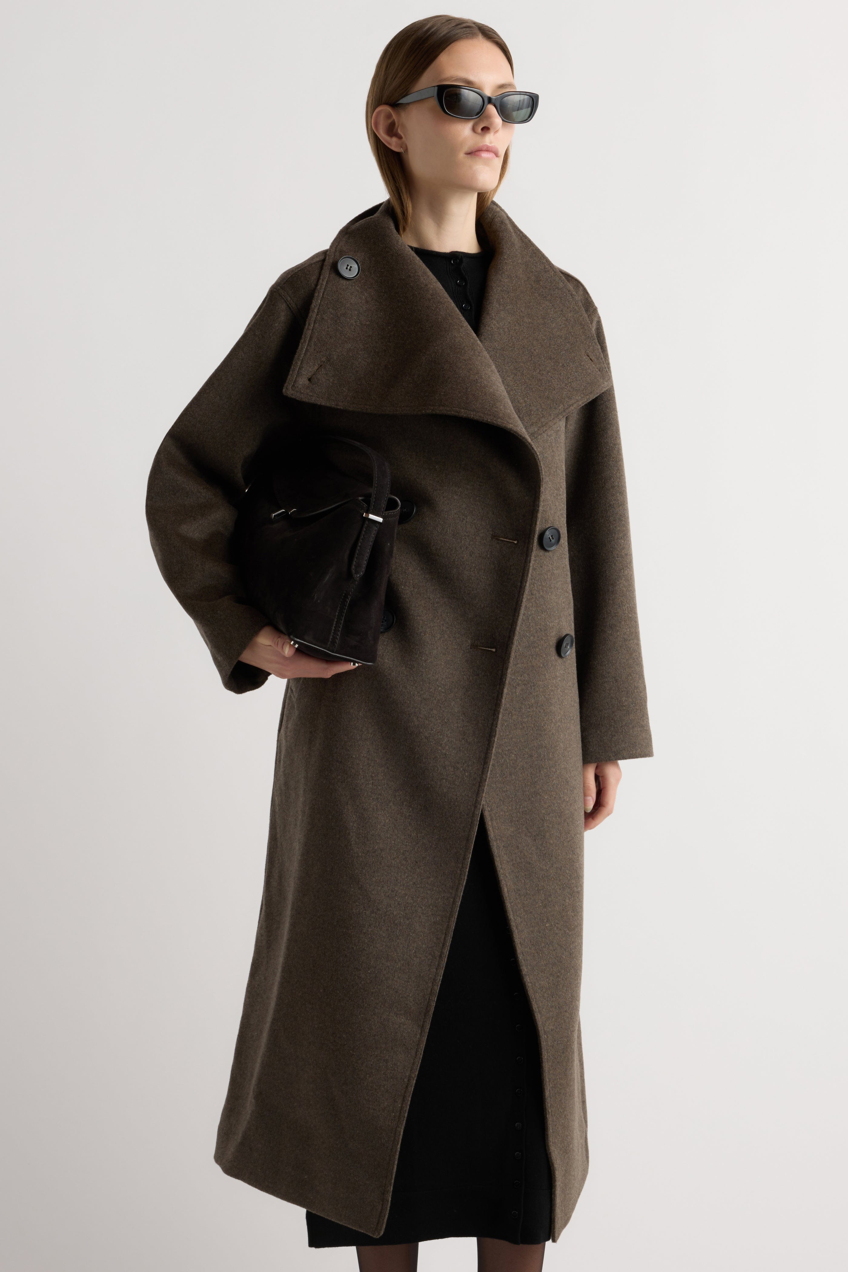 Zephra Wool-Blend Collared Maxi Coat