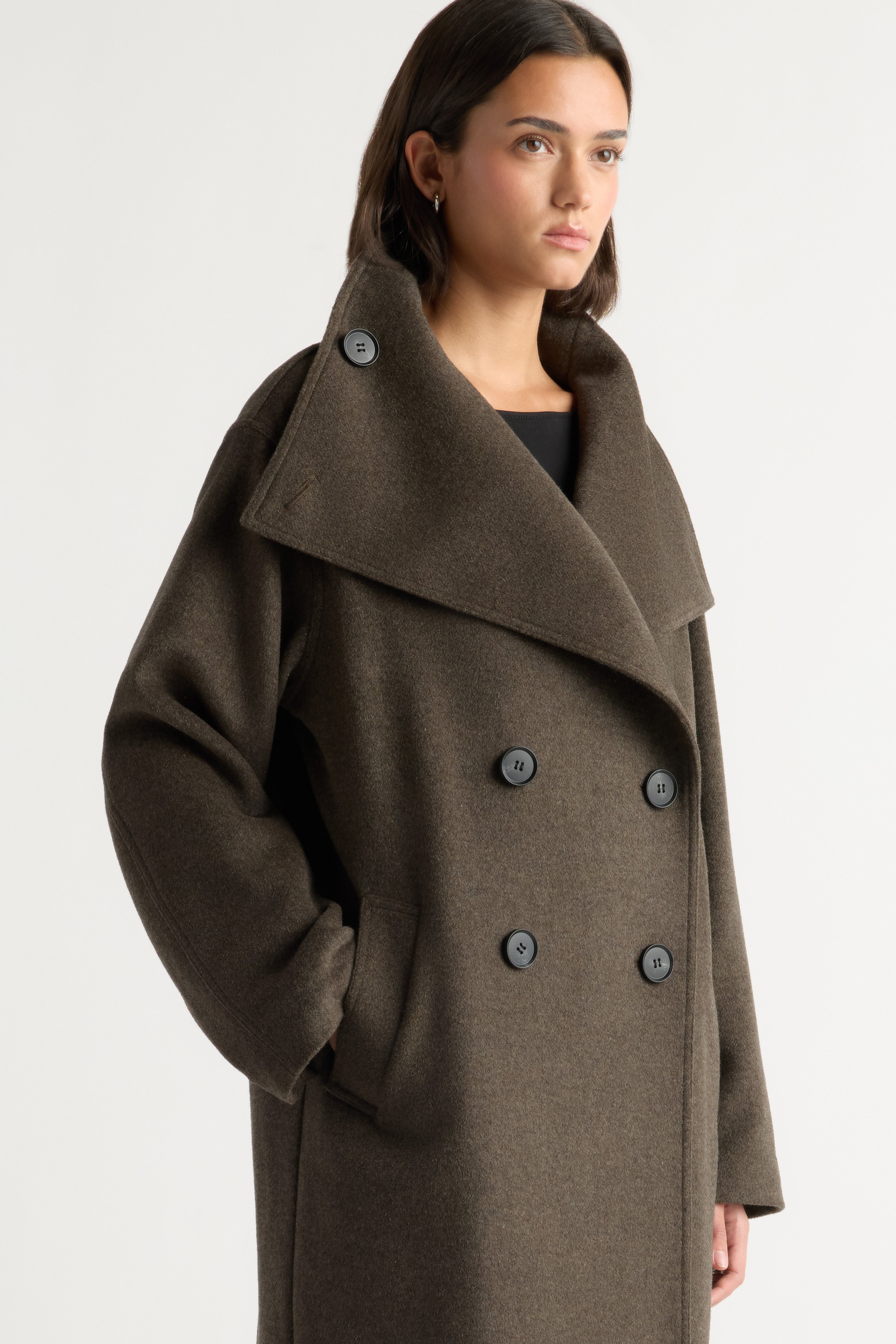 Zephra Wool-Blend Collared Maxi Coat