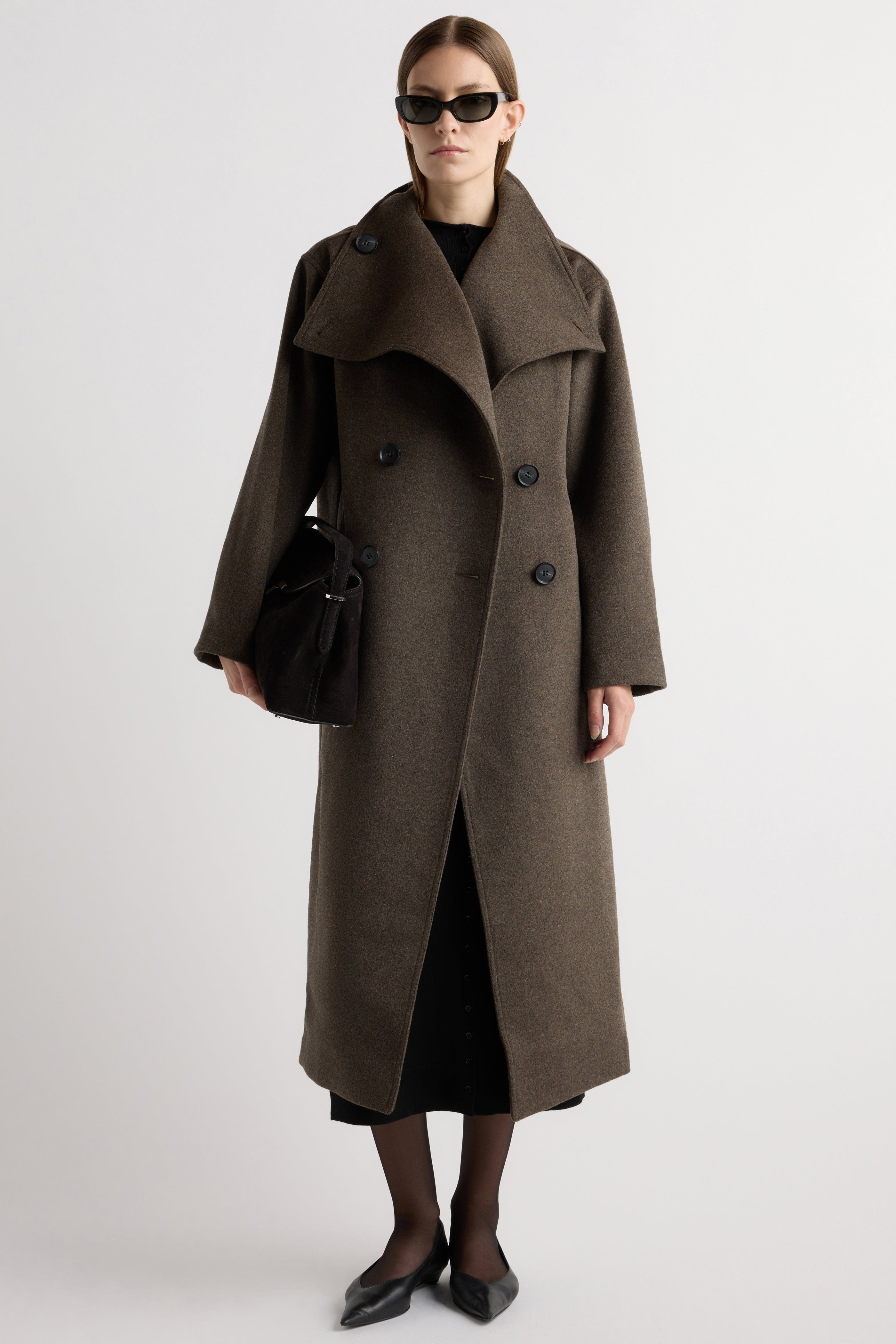 Zephra Wool-Blend Collared Maxi Coat